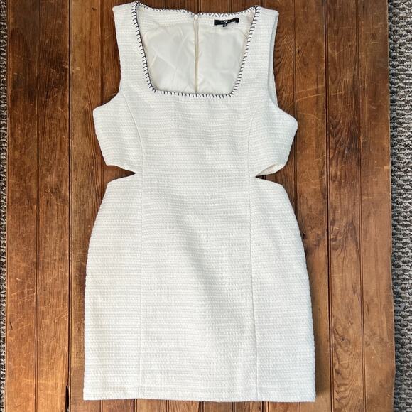 7 For All Mankind White wool sleeveless wool cut out sides midi Dress size sm - Picture 1 of 9